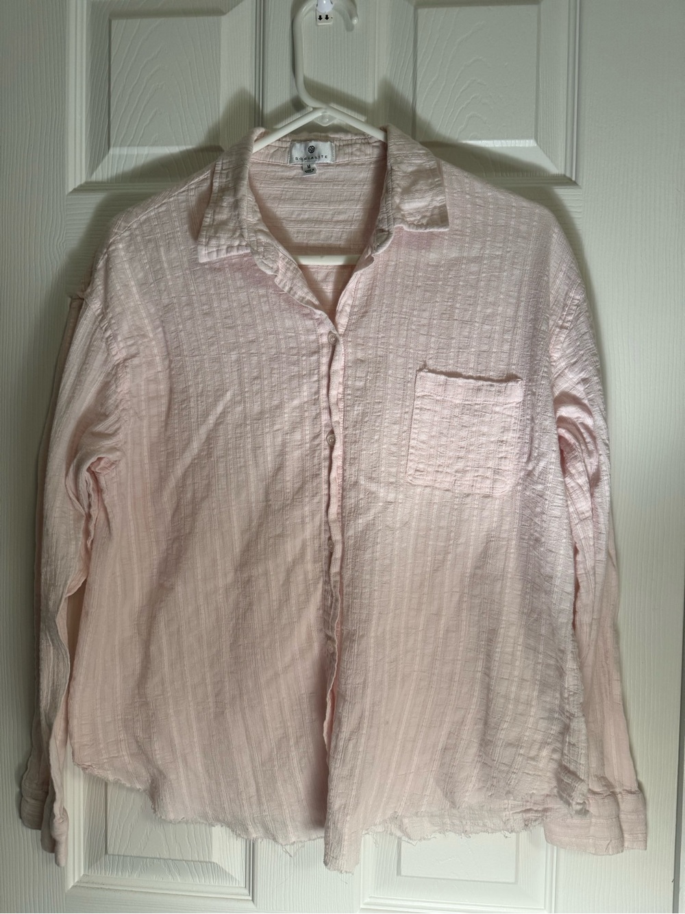 Socialite Soft Blush Crinkle Button-Front Shirt